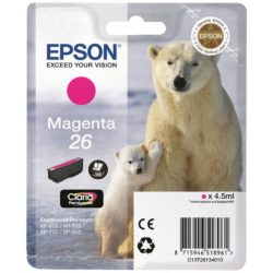 Epson Polar Bear 26 Claria Premium Ink, Ink Cartridge, Magenta Single Pack, C13T26134010